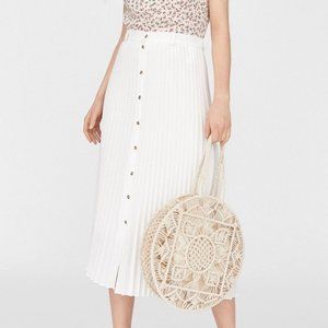 Stradivarius White Pleated Skirt XS